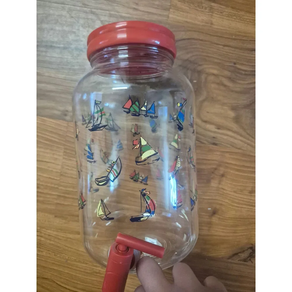 4.5qt Plastic Sail Boat Print Beverage Dispenser with Handle Room Essentials s15